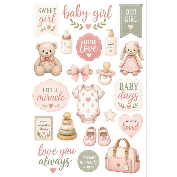 Baby Girl Things Embellishment - Scrapbook Customs