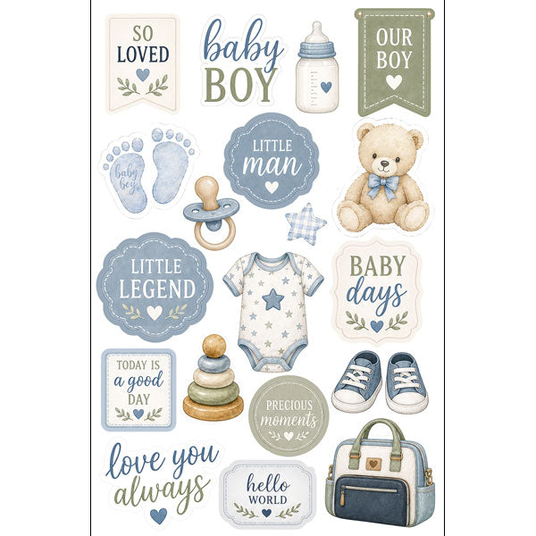 Baby Boy Things Embellishment - Scrapbook Customs