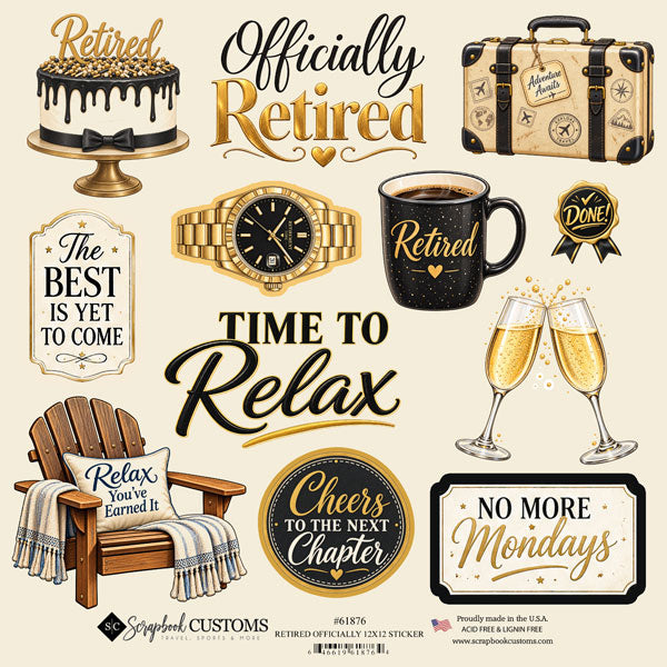 Retired Officially 12x12 Sticker - Scrapbook Customs