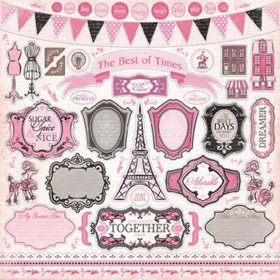 Paris Girl 12x12 Element Sticker Sheet - Carta Bella image 0