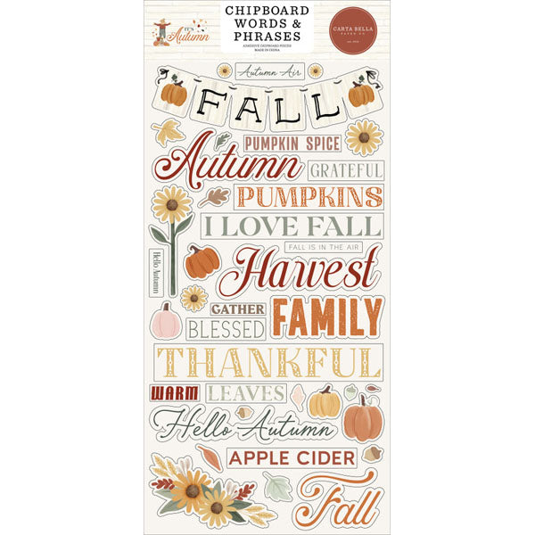 It's Autumn 6x13 Chipboard Words & Phrases - Carta Bella