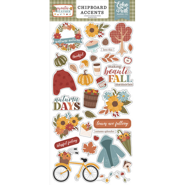 Sweater Weather 6x13 Chipboard Accents - Echo Park