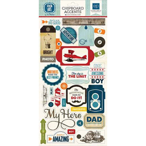 Jack & Jill Boy Adhesive Chipboard - Echo Park image 0