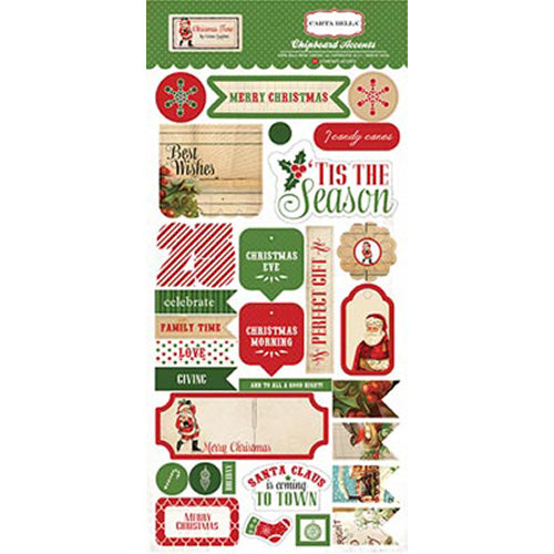 Christmas Time Adhesive Chipboard - Carta Bella image 0