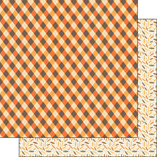 Thanksgiving Plaid Leaves Paper - Scrapbook Customs image 0