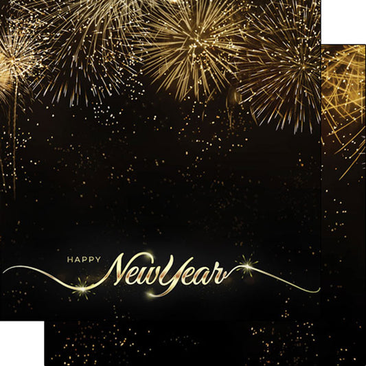 New Year Gold Fireworks Paper - Scrapbook Customs image 0