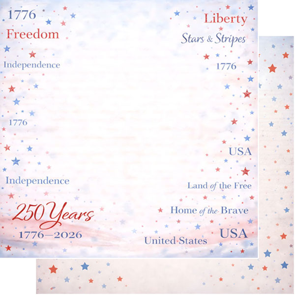 250 Years Words & Stars Paper - Scrapbook Customs