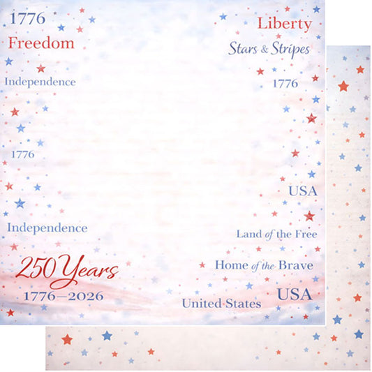 250 Years Words & Stars Paper - Scrapbook Customs