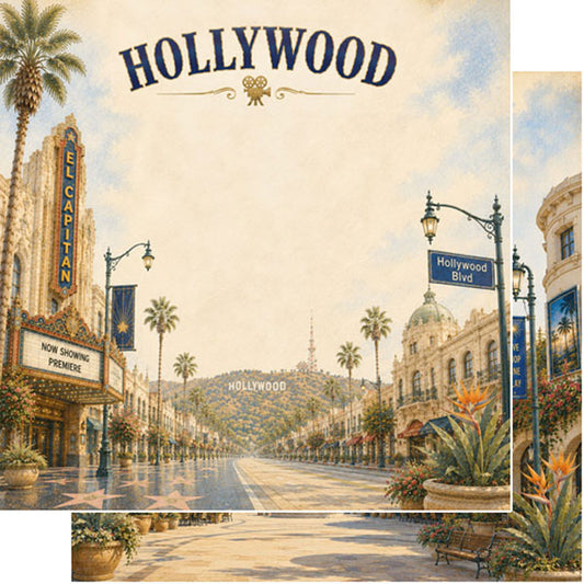 Hollywood, CA City Postcard DS Paper - Scrapbook Customs