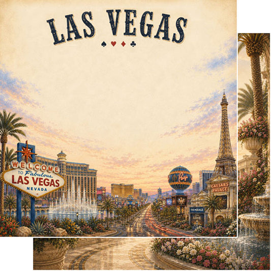 Las Vegas, NV City Postcard DS Paper - Scrapbook Customs