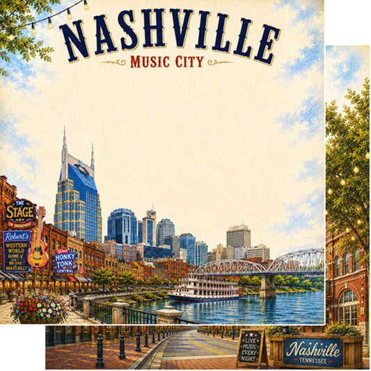 Nashville, TN City Postcard DS Paper - Scrapbook Customs