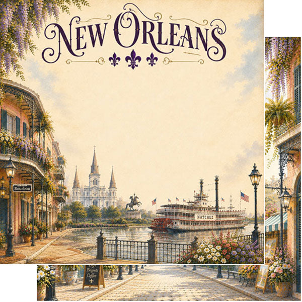 New Orleans, LA City Postcard DS Paper - Scrapbook Customs
