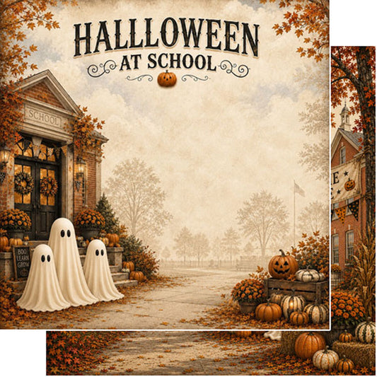 Ghostly Halloween At School DS Paper - Scrapbook Customs