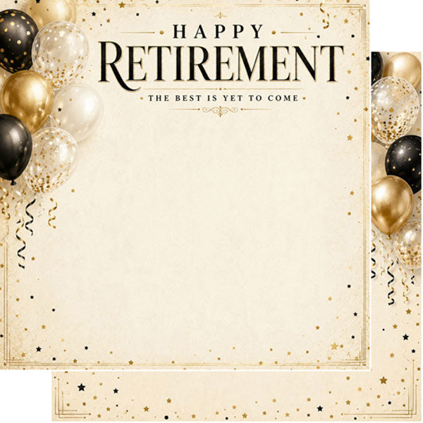 Happy Retirement Balloons DS Paper - Scrapbook Customs