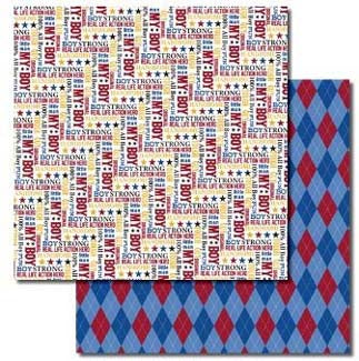Cute Kids Words/Argyle Double-Sided Paper - Queen &amp; Company image 0