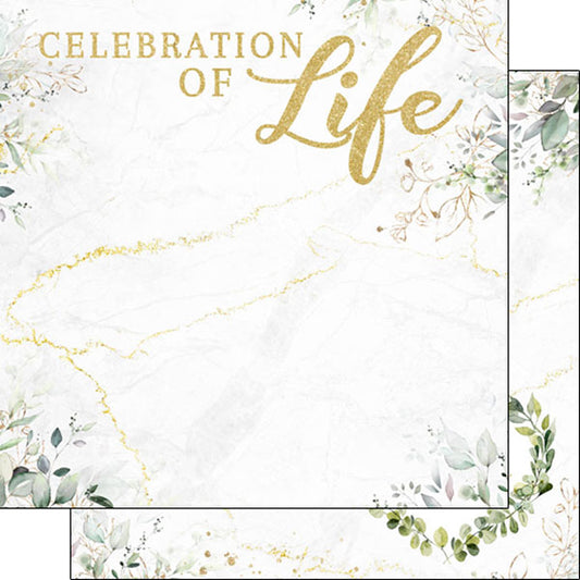 Celebration of Life Eucalyptus & Gold Paper - Scrapbook Customs image 0