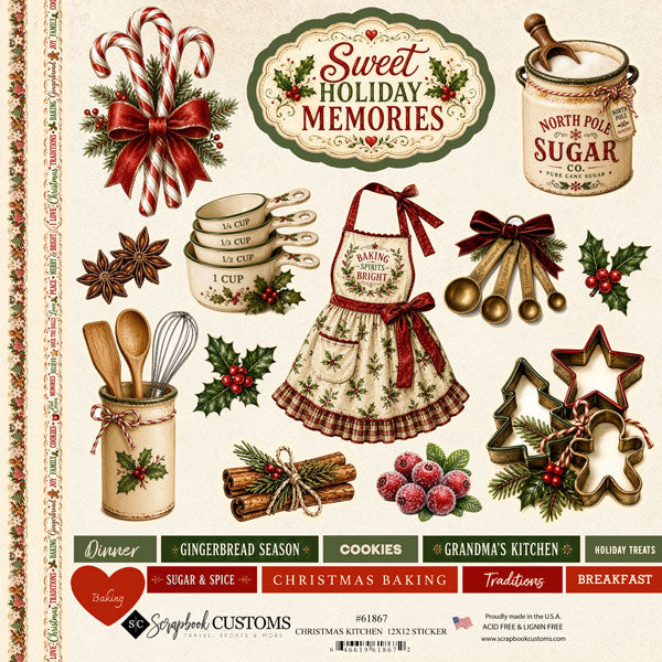 Christmas Kitchen 12x12 Sticker - Scrapbook Customs