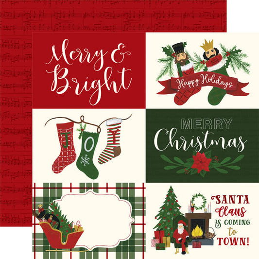 6x4 Here Comes Santa Journaling Cards Paper- Echo Park image 0