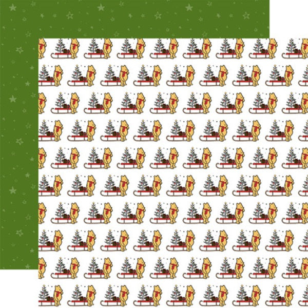 Winnie the Pooh Christmas Winnie and Sleds Paper - Echo Park image 0