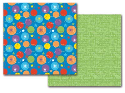 Birthday Bubbles/Birthday Words Double-Sided Paper - Queen &amp; Company image 0