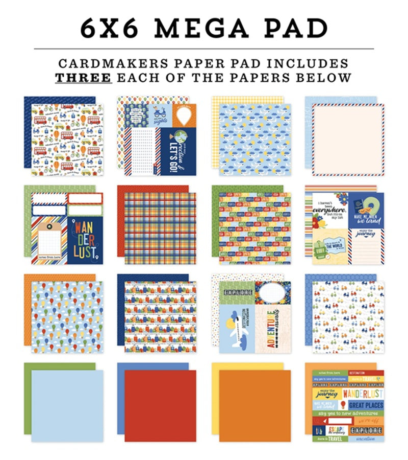 Born To Travel Cardmakers 6X6 Mega Pad - Echo Park