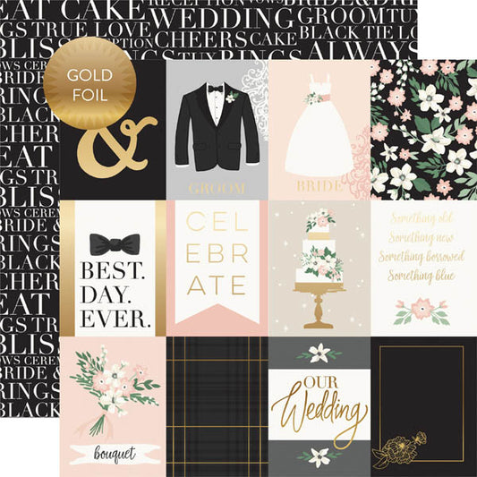 Wedding Day 3x4 Gold Foiled Journaling Cards Paper - Echo Park image 0