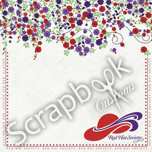 Red Hat Flower Border Paper - Scrapbook Customs image 0