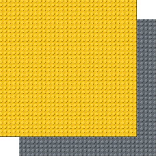 Yellow &amp; Grey Building Blocks Paper - Scrapbook Customs image 0