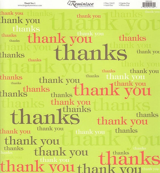 Thank You A 12 x 12 Paper - Reminisce image 0