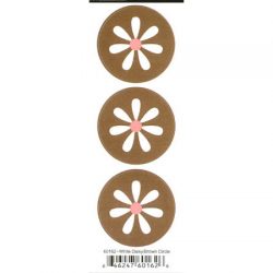 Duplicates White Daisy Brown Circle Sticker - Pebbles Inc.