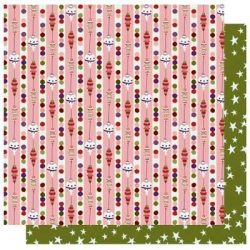 Ornament Stripe Glitter Paper/Fa La La Collection - Best Creation Inc