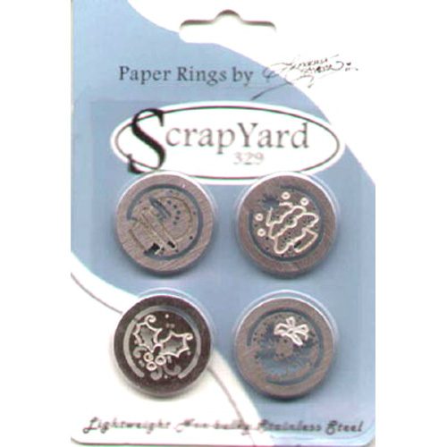 Christmas Paper Rings Lightweight Metal Embellishments (4 pack) / Scrap Yard 329